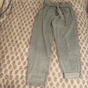 Zara straight leg jeans with tie